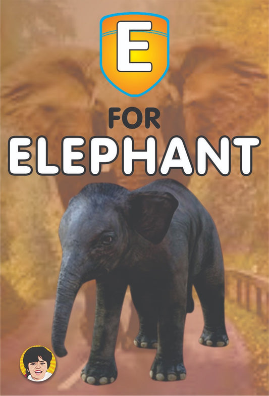 3D Augmented Reality Alphabet "E" for Elephant Flash card