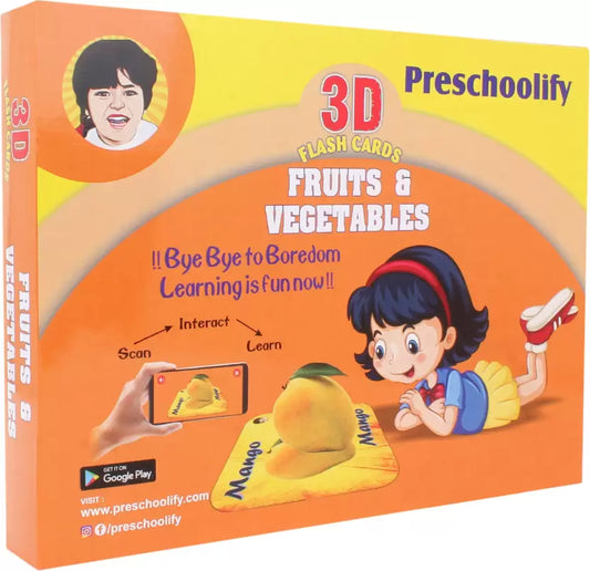 Preschoolify Fruits & Vegetables AR Flash Cards (29 Designs) — Instant PDF + Free Scan App | Ages 1–5